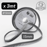 3 meters Simili Leather Grey Piping, with Teeth, Diameter 5mm / 15mm - Made in Italy - ACCESSOIRES LEDUC BV